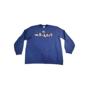 Disney Winnie The Pooh Sz L Embroidered Blue Sweatshirt Classic Characters C2